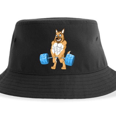 German Shepherd Weightlifting Sustainable Bucket Hat