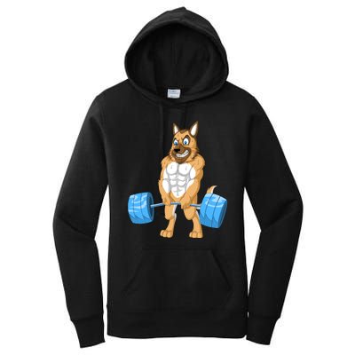 German Shepherd Weightlifting Women's Pullover Hoodie