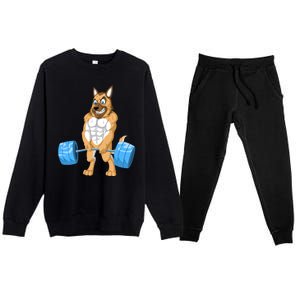 German Shepherd Weightlifting Premium Crewneck Sweatsuit Set