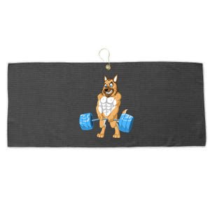 German Shepherd Weightlifting Large Microfiber Waffle Golf Towel