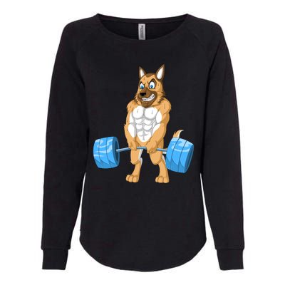 German Shepherd Weightlifting Womens California Wash Sweatshirt