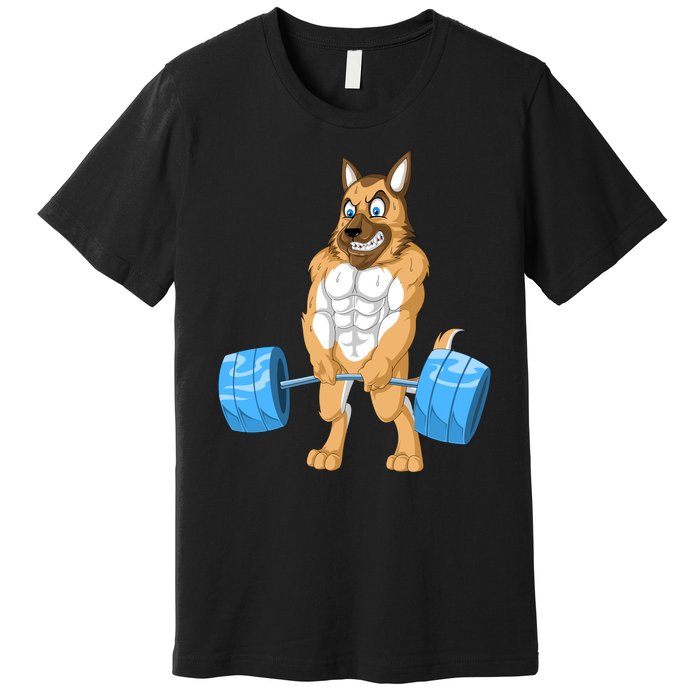 German Shepherd Weightlifting Premium T-Shirt