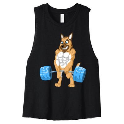 German Shepherd Weightlifting Women's Racerback Cropped Tank