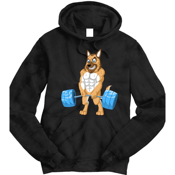 German Shepherd Weightlifting Tie Dye Hoodie