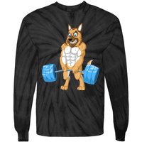 German Shepherd Weightlifting Tie-Dye Long Sleeve Shirt