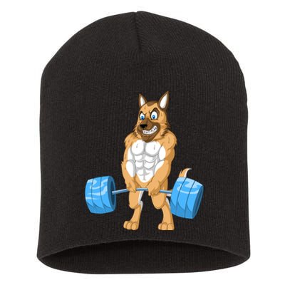 German Shepherd Weightlifting Short Acrylic Beanie