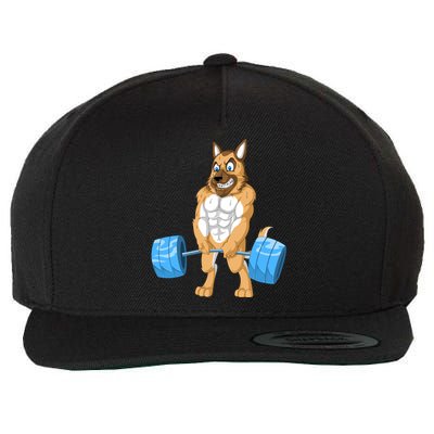 German Shepherd Weightlifting Wool Snapback Cap