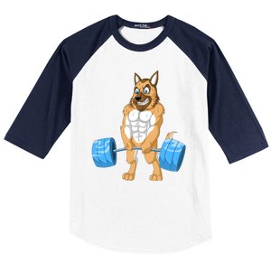 German Shepherd Weightlifting Baseball Sleeve Shirt