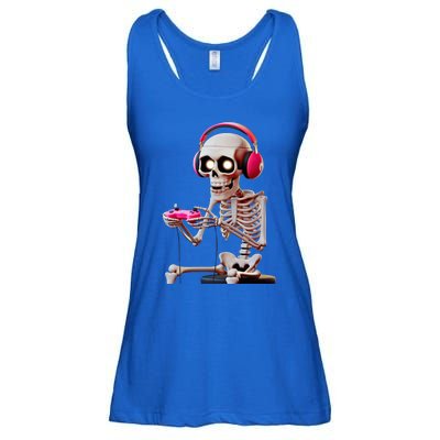 Gamer Skeleton With Headphones Halloween Gaming Gift Ladies Essential Flowy Tank