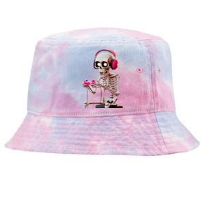 Gamer Skeleton With Headphones Halloween Gaming Gift Tie-Dyed Bucket Hat