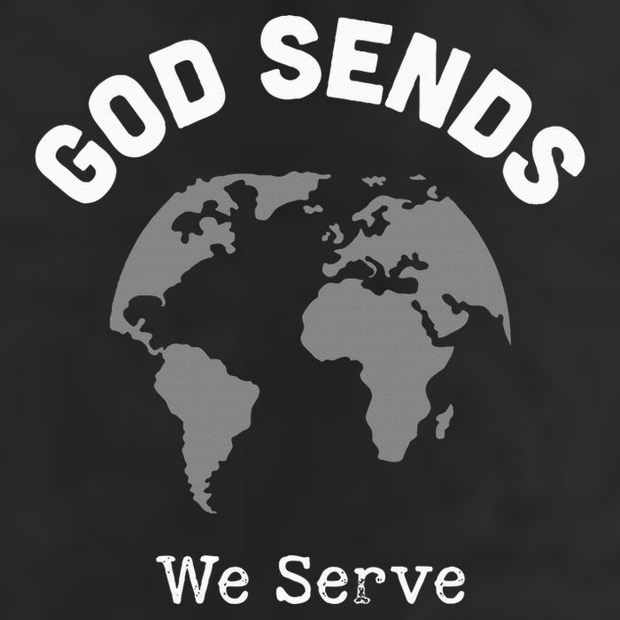 God Sends We Serve Christian Missionary Gifts Missions Trip 7 Panel Mesh Trucker Snapback Hat