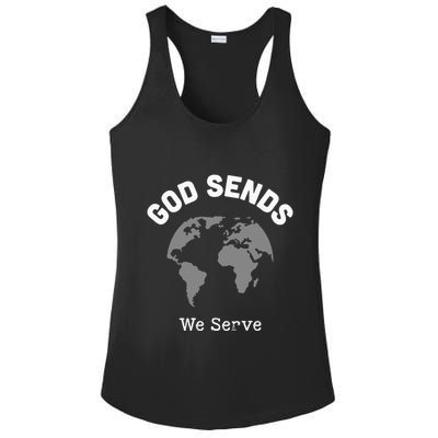 God Sends We Serve Christian Missionary Gifts Missions Trip Ladies PosiCharge Competitor Racerback Tank