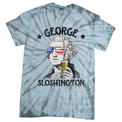 George Sloshington Washington 4th Of July  USA Flag Tie-Dye T-Shirt