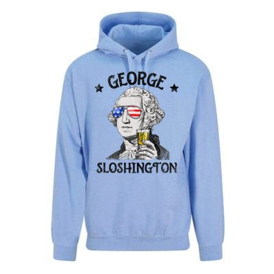 George Sloshington Washington 4th Of July  USA Flag Unisex Surf Hoodie