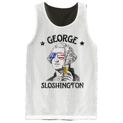 George Sloshington Washington 4th Of July  USA Flag Mesh Reversible Basketball Jersey Tank