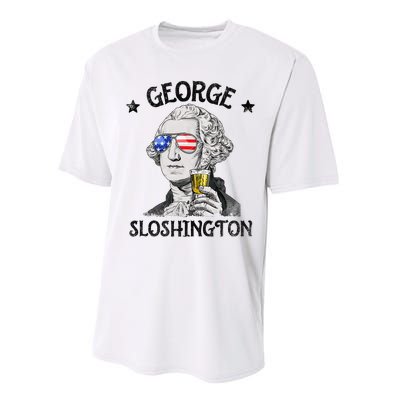 George Sloshington Washington 4th Of July  USA Flag Performance Sprint T-Shirt