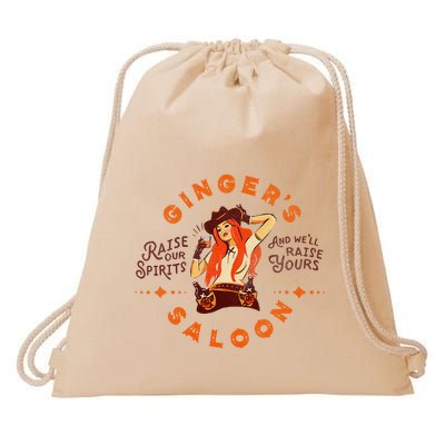 Gingers Saloon Whiskey Redhead Dive Bar Artist Drawstring Bag
