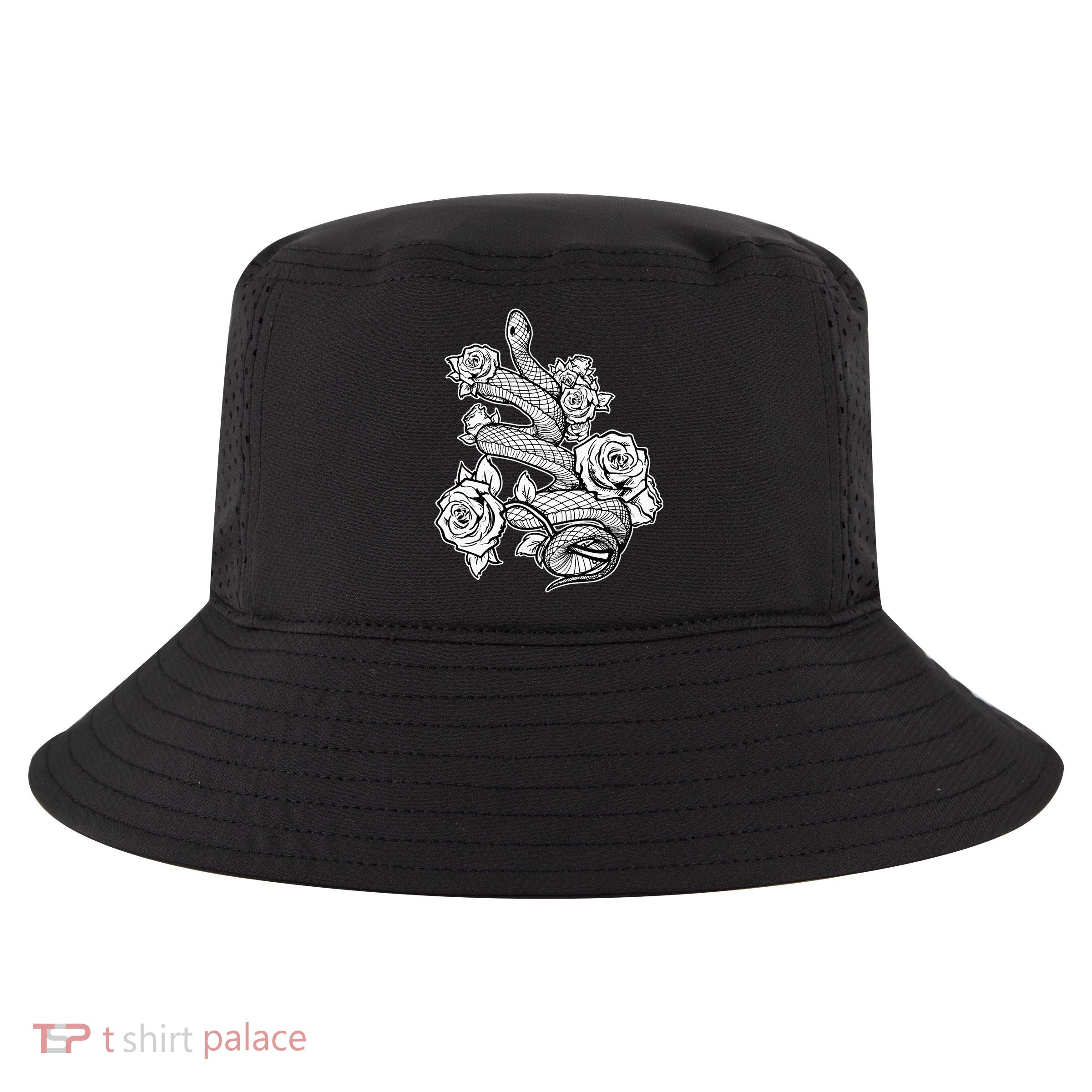Gothic Snake With Roses Punk Gothic Cool Comfort Performance Bucket Hat
