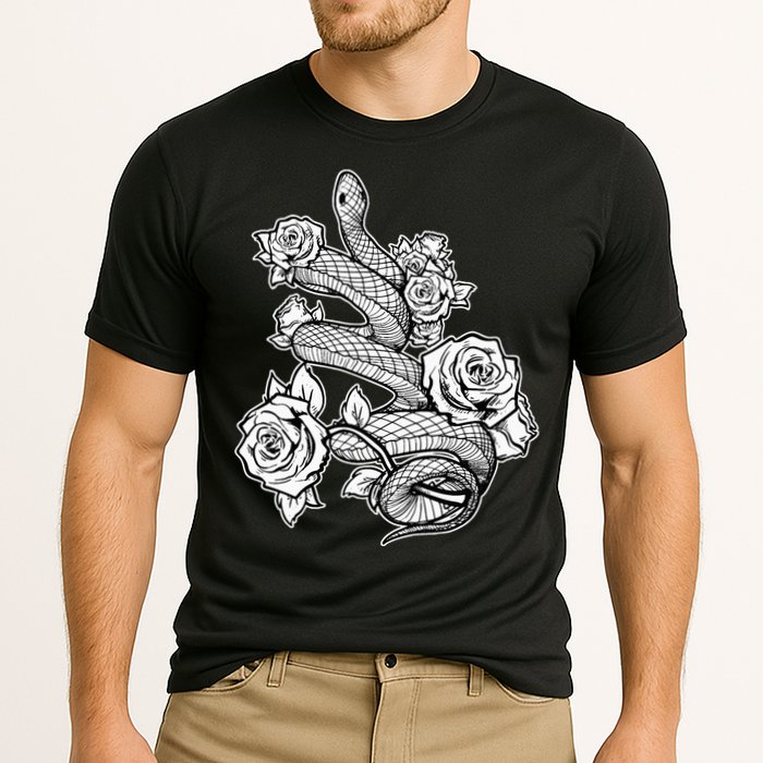 Gothic Snake With Roses Punk Gothic Performance Shirt