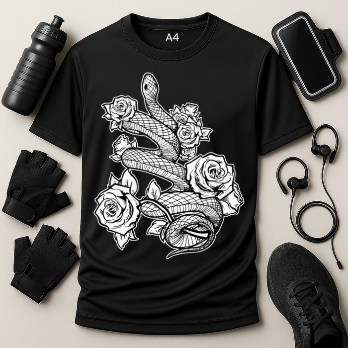 Gothic Snake With Roses Punk Gothic Performance Shirt