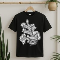 Gothic Snake With Roses Punk Gothic T-Shirt