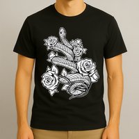 Gothic Snake With Roses Punk Gothic T-Shirt
