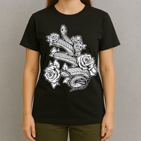 Gothic Snake With Roses Punk Gothic T-Shirt