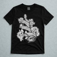 Gothic Snake With Roses Punk Gothic T-Shirt
