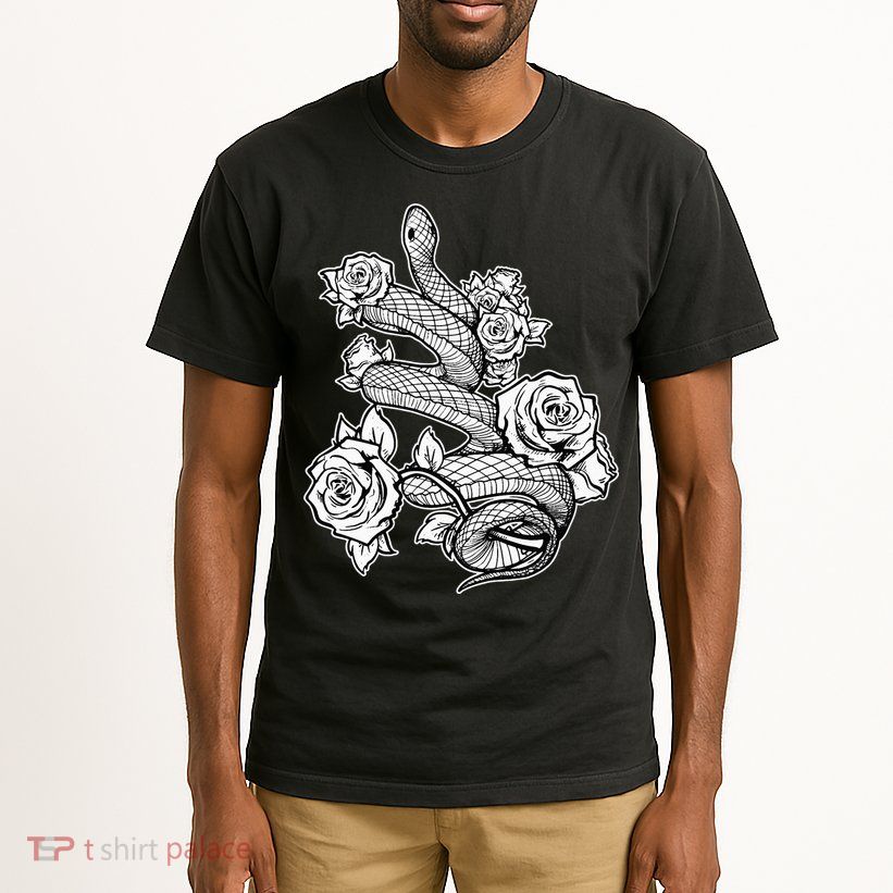 Gothic Snake With Roses Punk Gothic Tall T-Shirt
