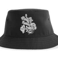 Gothic Snake With Roses Punk Gothic Sustainable Bucket Hat