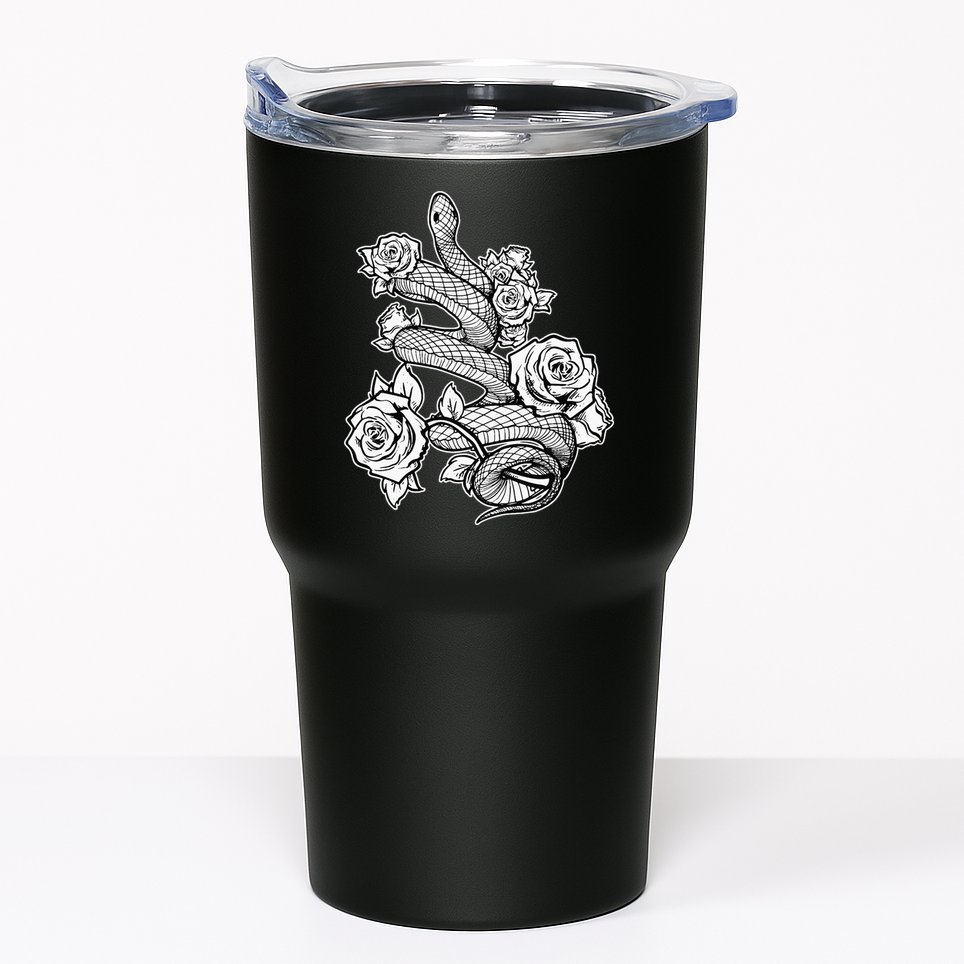 Gothic Snake With Roses Punk Gothic Tumbler