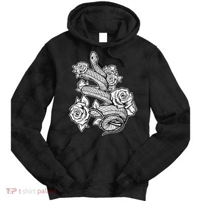 Gothic Snake With Roses Punk Gothic Tie Dye Hoodie