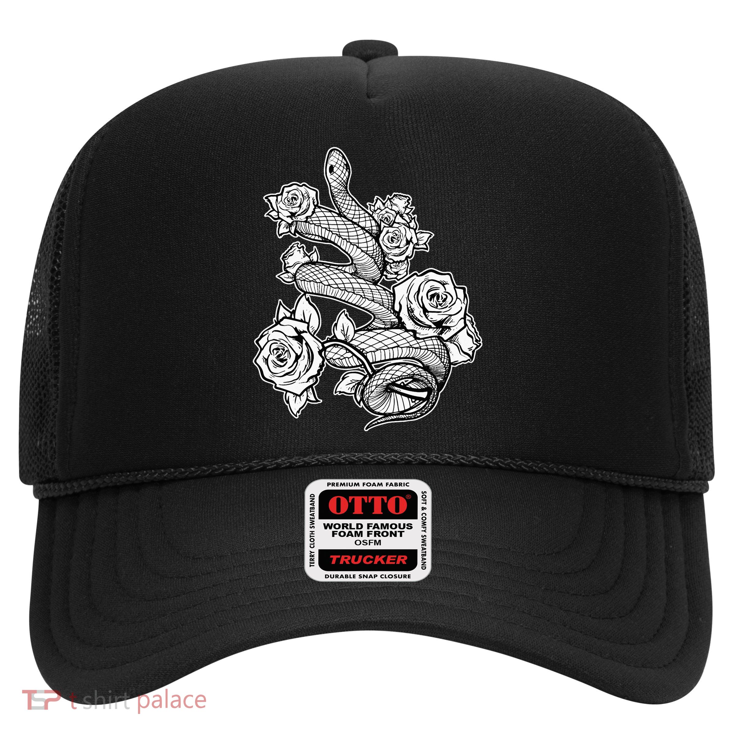 Gothic Snake With Roses Punk Gothic Trucker Hat