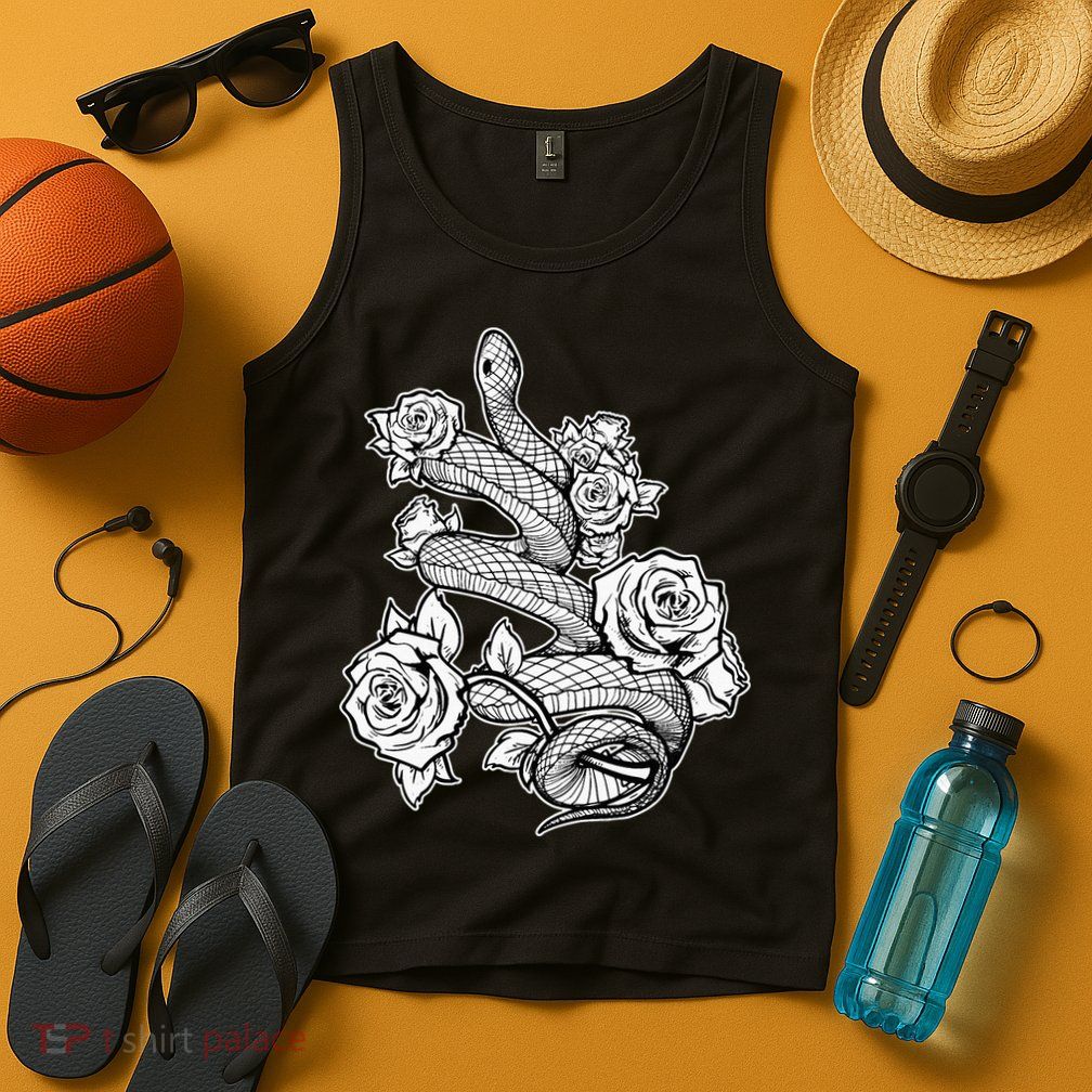 Gothic Snake With Roses Punk Gothic Tank Top