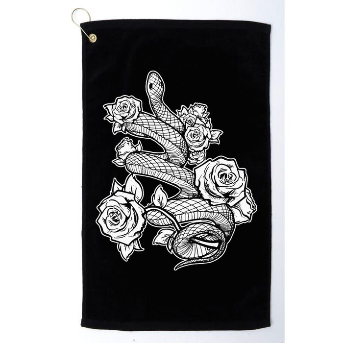 Gothic Snake With Roses Punk Gothic Golf Towel