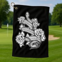 Gothic Snake With Roses Punk Gothic Golf Towel
