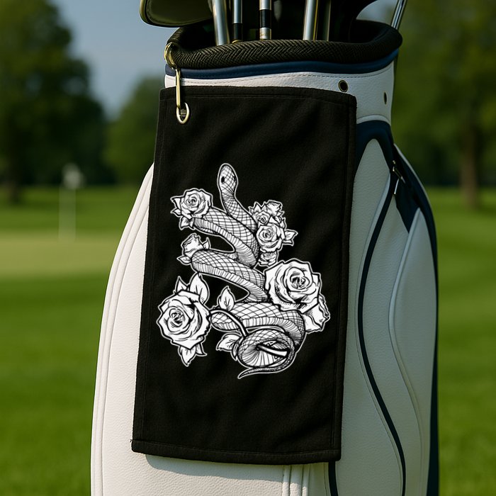 Gothic Snake With Roses Punk Gothic Golf Towel