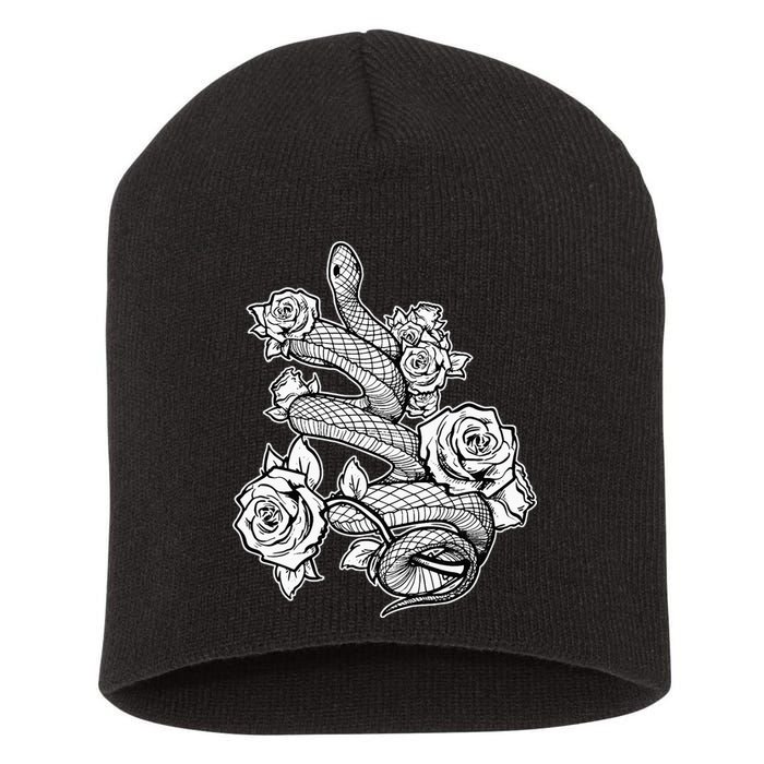 Gothic Snake With Roses Punk Gothic Short Acrylic Beanie