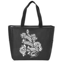 Gothic Snake With Roses Punk Gothic Zip Tote Bag