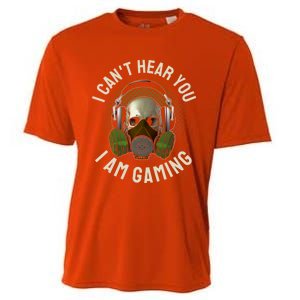 Gamer Skull With Headset Mask I Cant Hear You I Am Gaming Gift Cooling Performance Crew T-Shirt