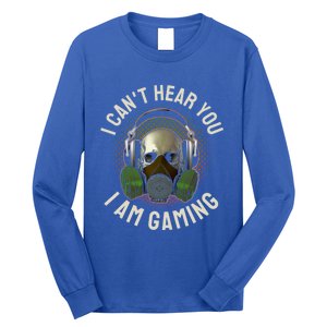 Gamer Skull With Headset Mask I Cant Hear You I Am Gaming Gift Long Sleeve Shirt