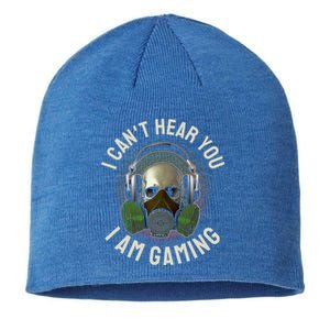 Gamer Skull With Headset Mask I Cant Hear You I Am Gaming Gift Sustainable Beanie