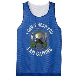 Gamer Skull With Headset Mask I Cant Hear You I Am Gaming Gift Mesh Reversible Basketball Jersey Tank