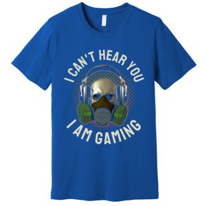 Gamer Skull With Headset Mask I Cant Hear You I Am Gaming Gift Premium T-Shirt