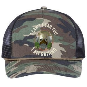 Gamer Skull With Headset Mask I Cant Hear You I Am Gaming Gift Retro Rope Trucker Hat Cap