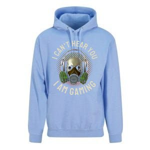 Gamer Skull With Headset Mask I Cant Hear You I Am Gaming Gift Unisex Surf Hoodie