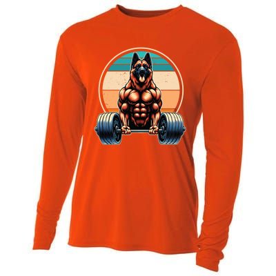 Ger Shepherd Weightlifting Funny Deadlift Fitness Gym Great Gift Cooling Performance Long Sleeve Crew