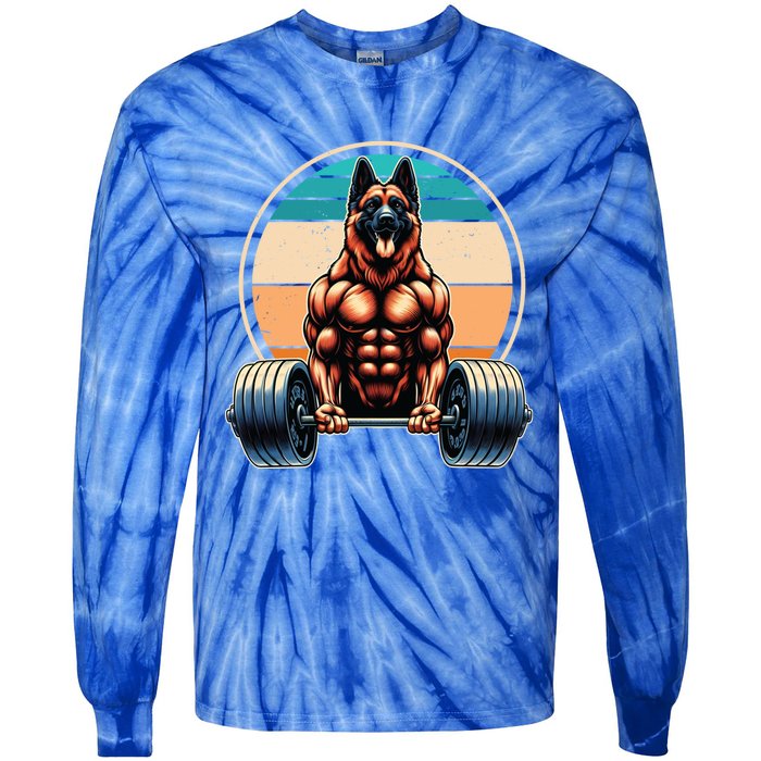 Ger Shepherd Weightlifting Funny Deadlift Fitness Gym Great Gift Tie-Dye Long Sleeve Shirt