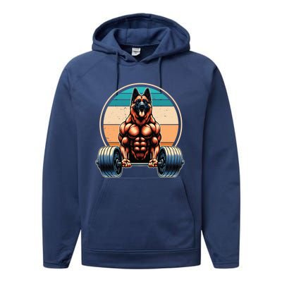 Ger Shepherd Weightlifting Funny Deadlift Fitness Gym Great Gift Performance Fleece Hoodie