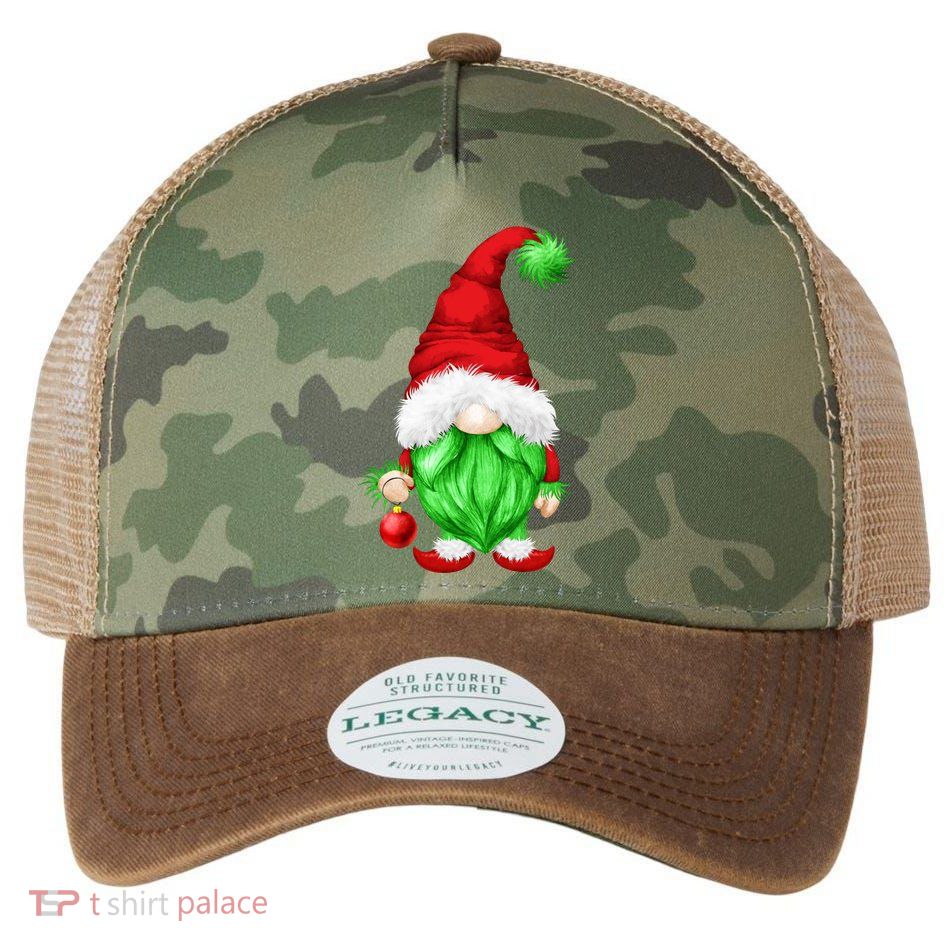 Grumpy Santa With Xmas Tree Ball Funny Anti Christmas Gnome Gift Legacy Tie Dye Trucker Hat